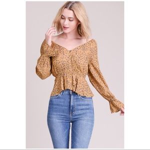 Peplum style Button Down Long Sleeve Top